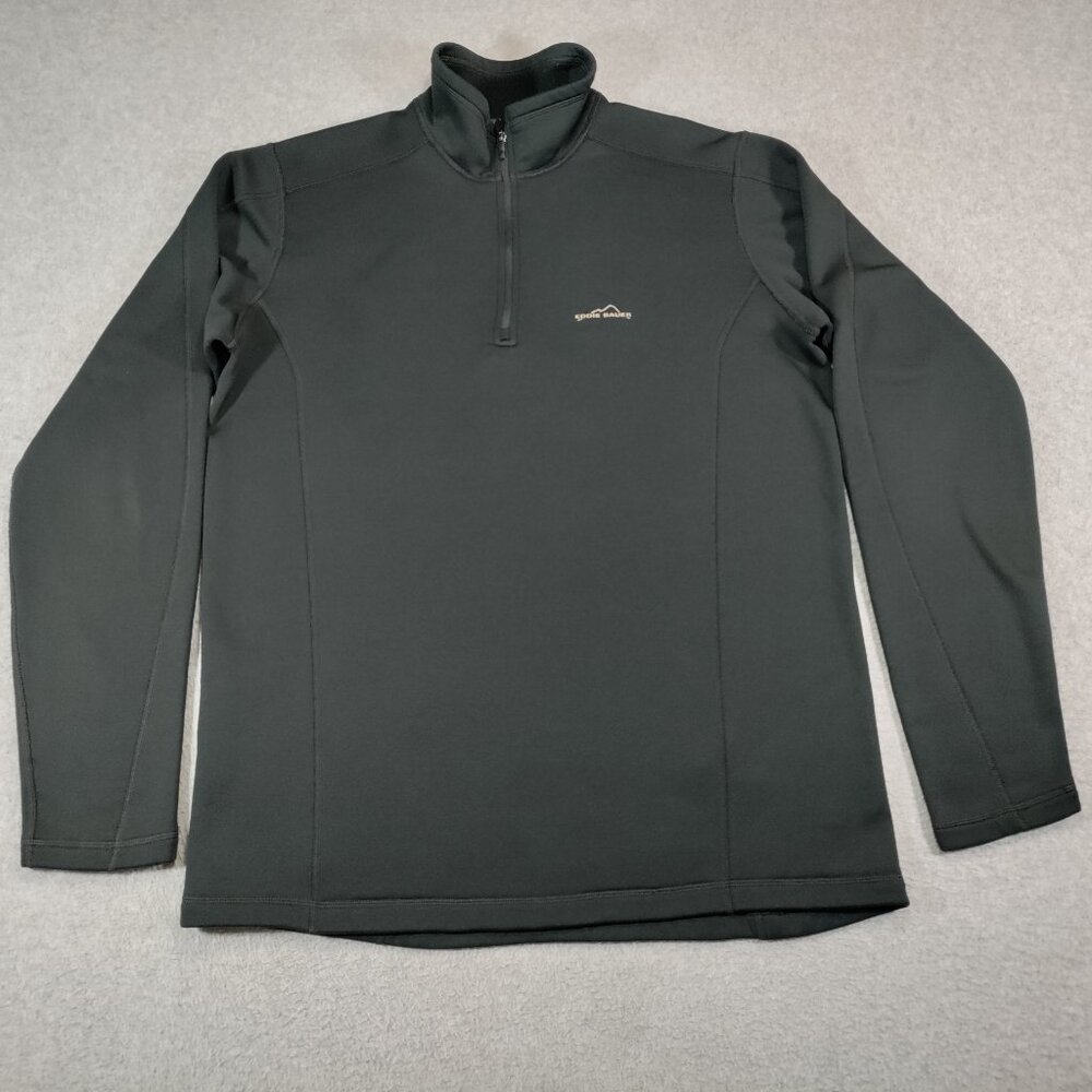Eddie Bauer Polartec Sweater Men XLT Black 1/4 Zip Pullover Power Stretch Fleece